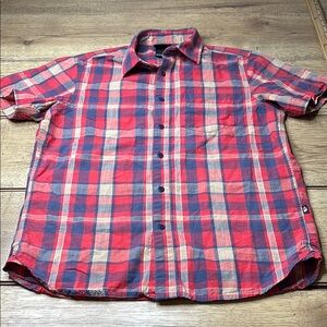 Men’s The North Face Red and Blue Casual Button Down Shirt Size Small